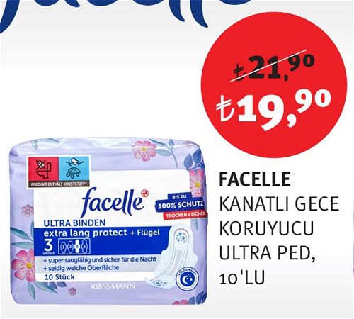 Facelle Kanatlı Gece Koruyucu Ultra Ped 10'lu image