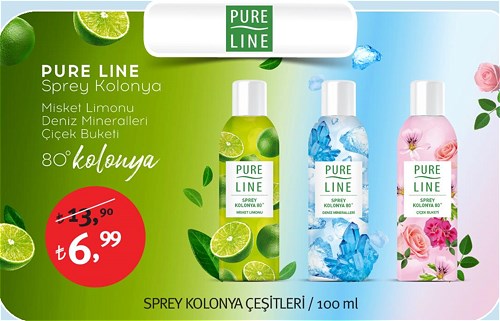 Pure Line Sprey Kolonya Çeşitleri 100 Ml İndirimde Market 5176