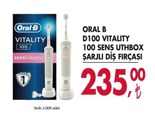 Oral B D100 Vitality 100 Sens Uhtbox Şarjlı Diş Fırçası image