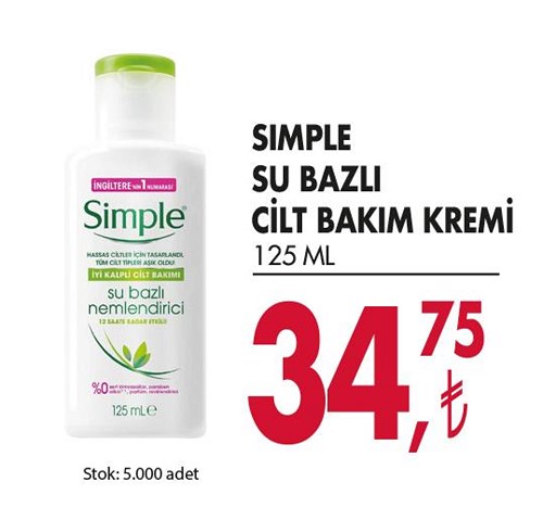 Simple Su Bazlı Cilt Bakım Kremi 125 Ml image