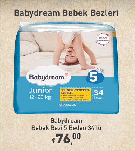 Babydream Bebek Bezi 5 Beden 34'lü image