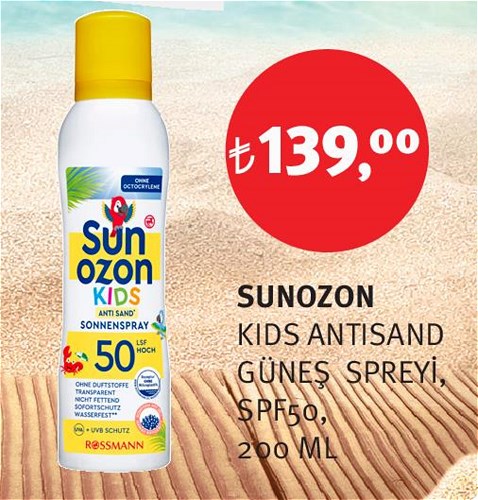 Sunozon Kids Antisand Güneş Spreyi SPF50 200 Ml image