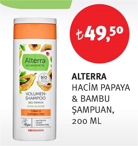 Rossmann Alterra Hacim Papaya&Bambu Şampuan 200 ml
