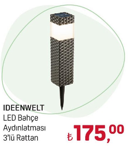 Ideenwelt LED Bahçe Aydınlatması 3'lü Rattan image