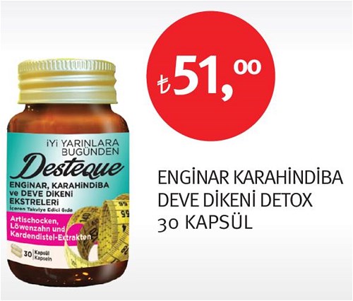 Desteque Enginar Karahindiba Deve Dikeni Detox 30 Kapsül image