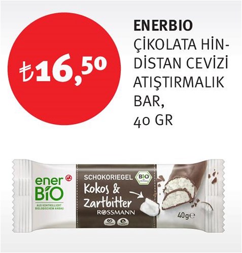 Enerbio Çikolata Hindistan Cevizi Atıştırmalık Bar 40 gr image