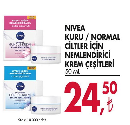 Nivea Kuru /Normal Ciltler İçin Nemlendirici Krem Çeşitleri 50 Ml image