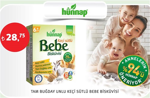 Hünnap Tam Buğday Unlu Keçi Sütlü Bebe Bisküvisi image
