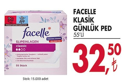Facelle Klasik Günlük Ped 55'li image