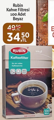 Rubin Kahve Filtresi Beyaz 100 Adet image