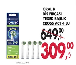 Oral B Diş Fırçası Yedek Başlık Cross Act 4'lü image