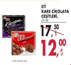 Eti Kare Çikolata Çeşitleri 65 Gr image