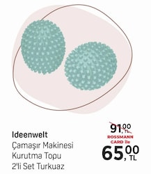 Ideenwelt Çamaşır Makinesi Kurutma Topu 2'li Set Turkuaz image