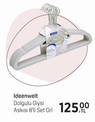 Ideenwelt Dolgulu Giysi Askısı 8'li Set Gri image