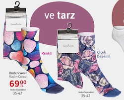 Under2wear Kadın Çorap Renkli/Çiçek Desenli image