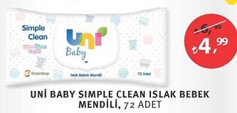 Uni Baby Simple Clean Islak Bebek Mendili 72 Adet image