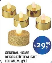 General Home Dekoratif Tealight Led Mum 5'li image