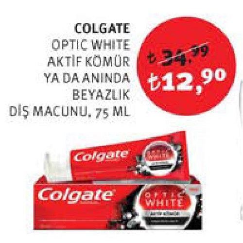 Colgate Optic White Aktif Kömür/Anında Beyazlık Diş Macunu 75 ml image