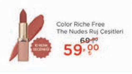 Loreal Color Riche Free The Nudes Ruj Çeşitleri image