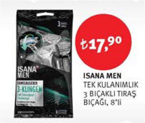Isana Men Tek Kullanımlık 3 Bıçaklı Tıraş Bıçağı 8'li image