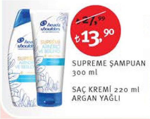 Head&Shoulders Supreme Şampuan 300 ml/Saç Kremi Argan Yağlı 220 ml image