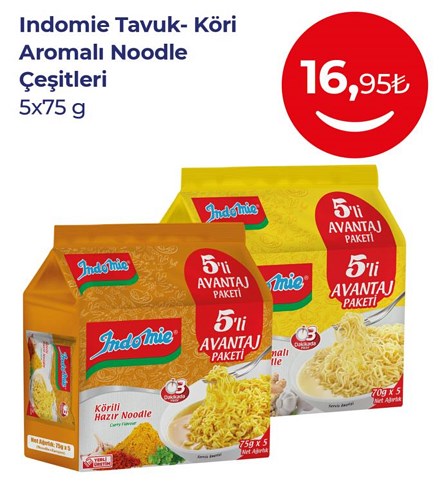 Indomie Tavuk-Köri Aromalı Noodle Çeşitleri 5x75 g image