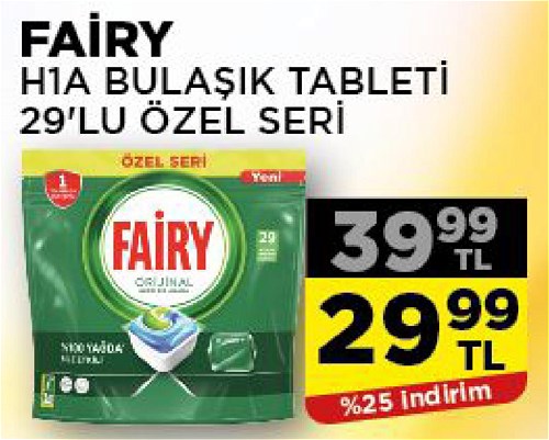 Fairy H1A  Bulaşık Tableti 29'lu Özel Seri image