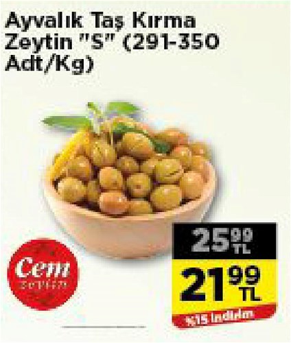 Ayvalık Taş Kırma Zeytin "S" (291-350 Adt/Kg) image