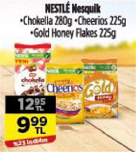 Nestle Nesquik Chokella 250 g Cheerios 225 g Gold Honey Flakes 225 g image