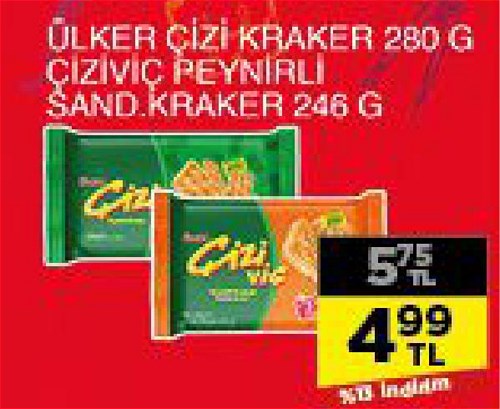 Ülker Çizi Kraker 280 g Çiziviç Peynirli Sand. Kraker 246 g image