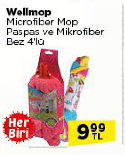 Wellmop Microfiber Mop Paspas ve Mikrofiber Bez 4'lü Her Biri image