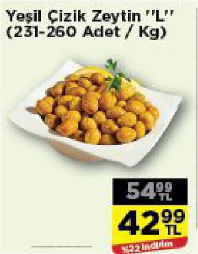 Yeşil Çizik Zeytin "L" (231-260Adet / Kg) image