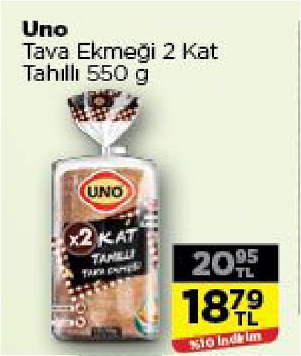 Uno Tava Ekmeği 2 Kat Tahıllı 550 g image