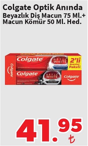 Colgate Optik Anında Beyazlık Diş Macun 75 ml + Macun Kömür 50 ml Hed image