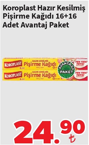 Koroplast Hazır Kesilmiş Pişirme Kağıdı 16+16 Adet Avantaj Paket image