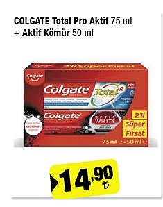 Colgate Total Pro Aktif 75 ml+Aktif Kömür 50 ml image