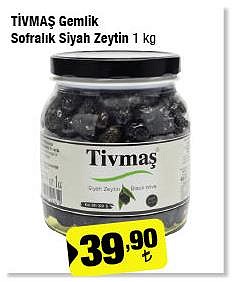 Tivmaş Gemlik Sofralık Siyah Zeytin 1 kg image