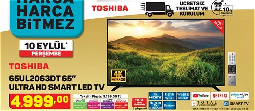 Toshiba 65UL2063DT 65" Ultra Hd Smart Led Tv image