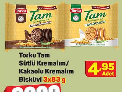 Torku Tam Sütlü Kremalım/Kakolu Kremalım Bisküvi 3x83 g image