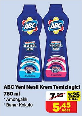 ABC Yeni Nesil Krem Temizleyici Çeşitleri 750 ml image