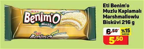 Eti Benimo Muzlu Kaplamalı Marshmallowlu Bisküvi 216 g image