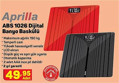 Aprilla ABS 1026 Dijital Banyo Baskülü image