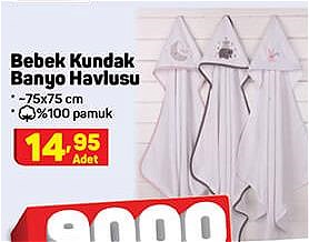 Bebek Kundak Banyo Havlusu 75x75 cm image