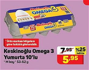 Keskinoğlu Omega 3 Yumurta 10'lu M Boy 53-62 g image