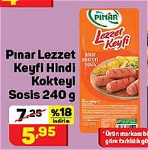 Pınar Lezzet Keyfi Hindi Kokteyl Sosis 240 g image