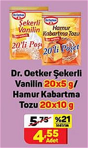 Dr.Oetker Şekerli Vanilin 20x5 g/Hamur Kaburtma Tozu 20x10 g image