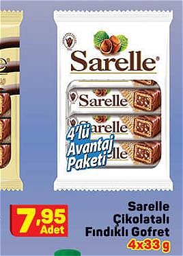 Sarelle Çikolatalı Fındıklı Gofret 4x33 g image