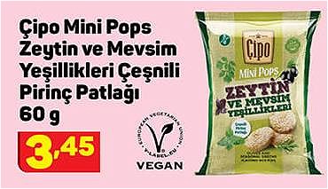 Çipo Mini Pops Zeytin ve Mevsim Yeşillikleri Çeşnili Pirinç Patlağı 60 g image