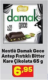 Nestle Damak Gece Antep Fıstıklı Bitter Kare Çikolata 65 g image