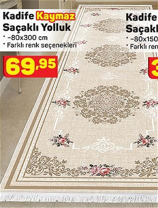 Kadife Kaymaz Saçaklı Yolluk 80x300 cm image